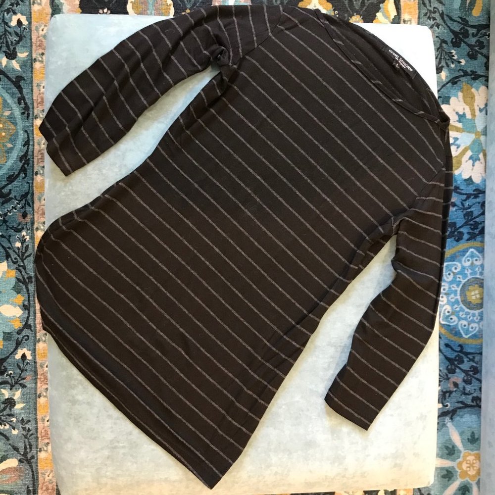 Green Envelope Striped 3/4 Sleeve Tee